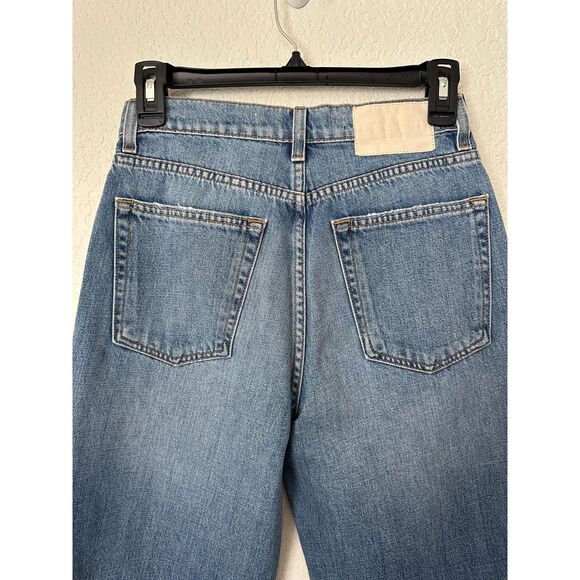 GRLFRND Brooklyn High Rise Straight Jeans Medium Wash Raw Hem Sz 24 - Picture 6 of 10